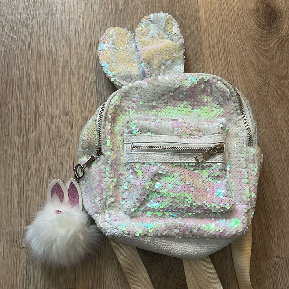 Girls Bunny Sequin Mini Backpack